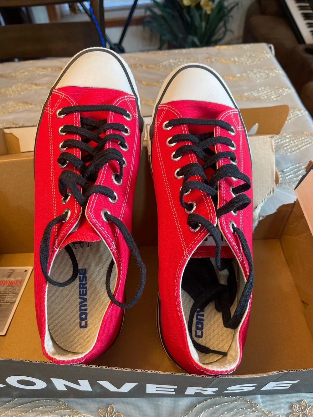 Converse Low-Top Sneakers in Red with Black Laces